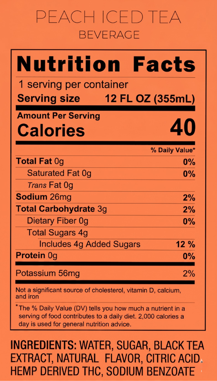 Month Supply - 10mg THC Peach Iced Tea (16oz)
