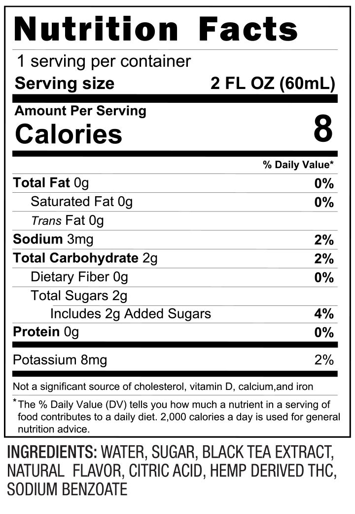 10mg THC Shot Berry Tea (2oz) - 4 Pack nutrition facts and ingredients