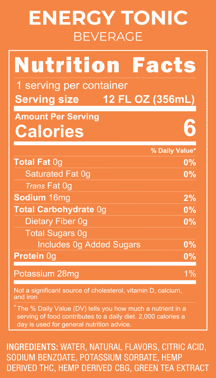 10mg THC Tonic Variety Pack - 12 Pack nutrition facts and ingredients