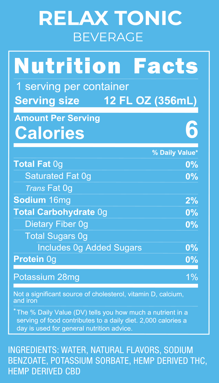 10mg THC Tonic Variety Pack - 12 Pack nutrition facts and ingredients