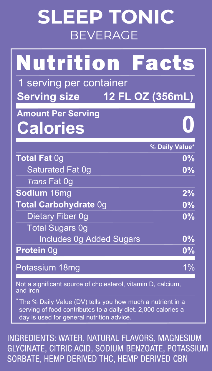 10mg THC Tonic Variety Pack - 12 Pack nutrition facts and ingredients