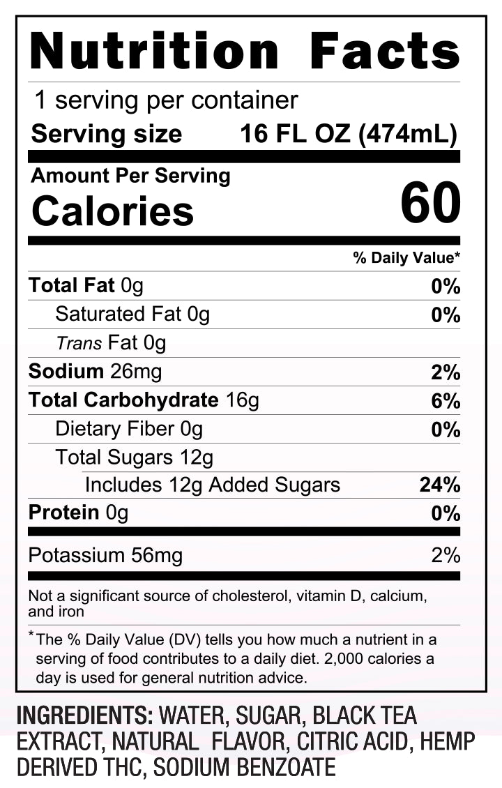 10mg THC Berry Iced Tea (16oz) nutrition facts and ingredients