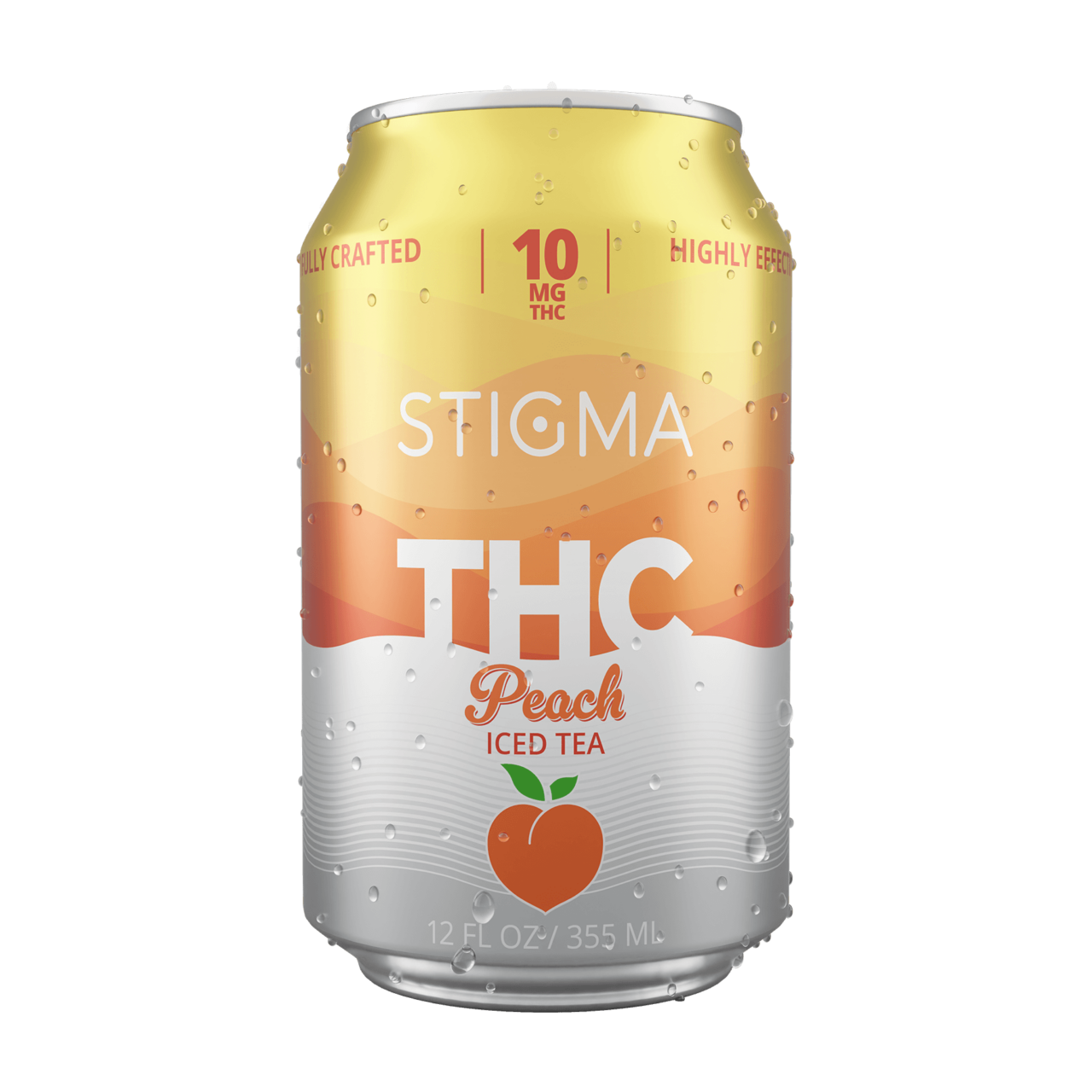 image of a can of Stigma THC Peach Iced Tea